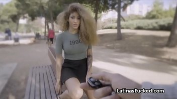 Curly Latina girlfriend sucks hard cock